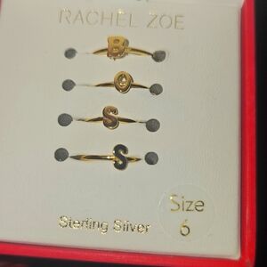 NIP Rachel Zoe Gold Minimalist BOSS Ring Set of 4 Size 6 Sterling Silver